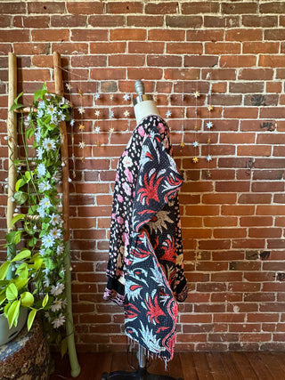 OOAK Autumn Collection - Upcycled Embroidered Kantha Poncho Tunic Top