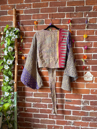 Free Size Nova Kantha Bell Sleeve Wrap Top