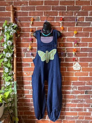 OOAK Summer Collection - Butterfly Patchwork 100% Cotton Overalls Free Small