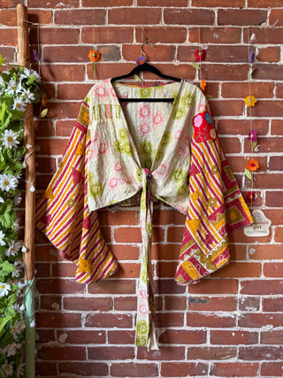 Nova Kantha Bell Sleeve Reversible Wrap Top - 100% Cotton - Fair Trade Made