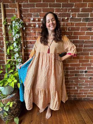 Coffee In The Morning Kantha Dress - Fits up to 3X