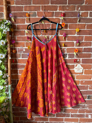 Coffee In The Morning Midi Kantha Summer Dress With Pockets - Fits up to 2X