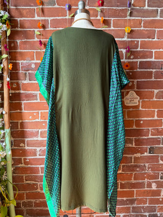 OOAK Summer Collection- Upcycled Sari Embroidered Pullover Hi Lo Poncho Tunic Top