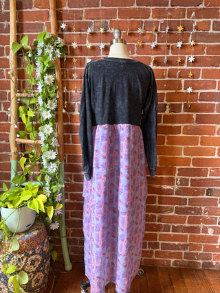 OOAK Winter Collection - Size Small AC/DC Inspired Upcycled Floral Flowy Ruffle Long Side Split Tee