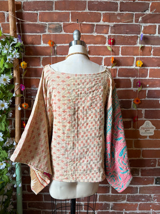 OOAK Spring Collection - Reversible Cosmic Drift Kantha Poncho Top - 2 Tops in 1!