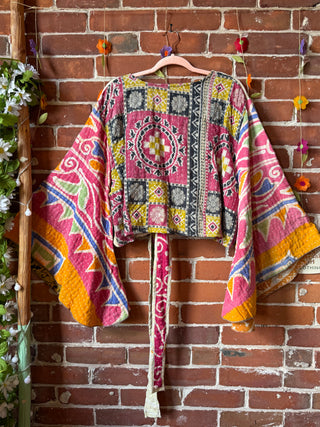 Nova Kantha Bell Sleeve Reversible Wrap Top - 100% Cotton - Fair Trade Made