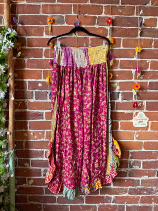 Coffee In The Morning Kantha Ruffle Wide Leg Lounge Pants - Fits up to 2X - Fair Trade Made