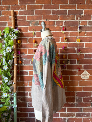 OOAK Spring Collection - Upcycled Kantha Peace Sign Patch Patchwork Top ☮️