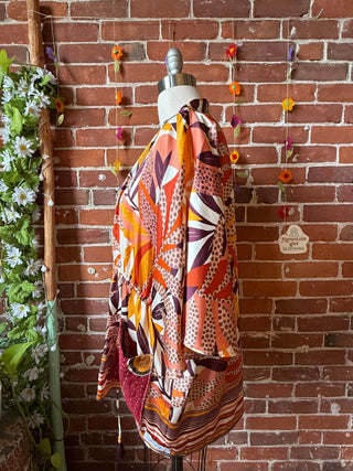 OOAK Summer Collection- Upcycled Silky Kimono Robe with Pockets