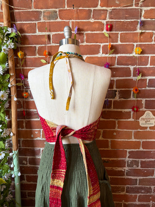 Size 14-20 In Bloom Reversible Kantha Halter Top - 100% Cotton - Fair Trade Made