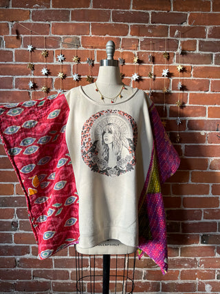 Upcycled Stevie Nicks Kantha Poncho Sweatshirt