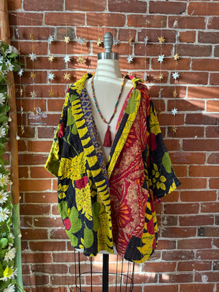 OOAK Winter Collection - Upcycled Van Halen Inspired Vintage Kantha Jacket