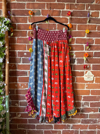 Coffee In The Morning Kantha Ruffle Wide Leg Lounge Pants - Fits up to 2X - Fair Trade Made