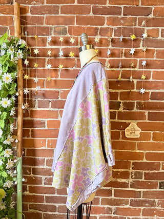 OOAK Winter Collection - Upcycled Kantha Flower Patch Patchwork Poncho Style Top 🌼