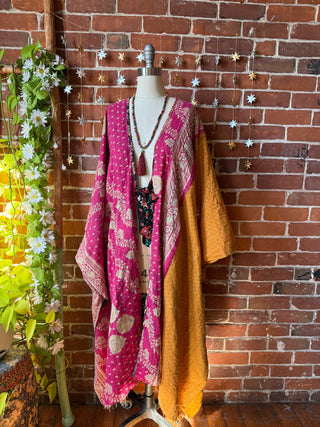 OOAK Autumn Collection-Reversible Stardust Kantha Ruana Jacket With Pockets
