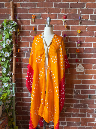 Summer Dreams 100% Silk Poncho Robe- Fair Trade Made