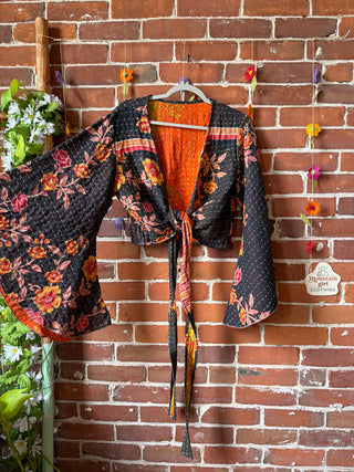 Free Size Nova Kantha Bell Sleeve Wrap Top