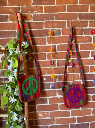 Mystery Rainbow Peace Sign Ikat Purse - Fair Trade Made- Final Sale