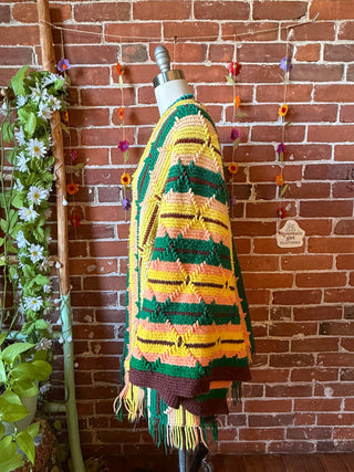 OOAK Autumn Collection- Vintage Upcycled Crochet Bell Sleeve Cardigan Sweater