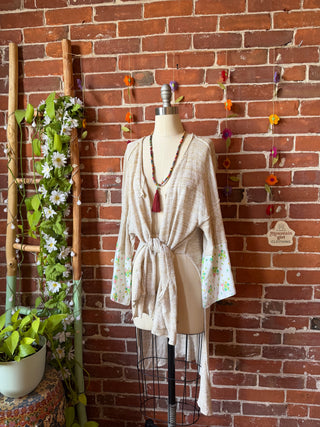 OOAK Summer Collection- Upcycled Willie Nelson Inspired Cardigan Sweater with Bell Sleeve Size Medium