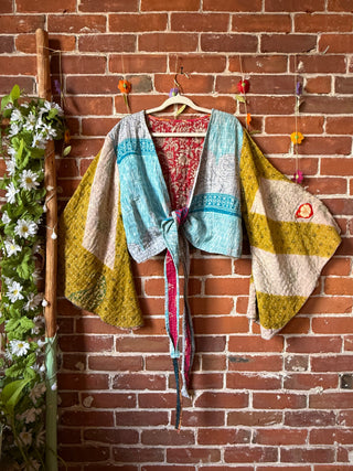 Nova Kantha Bell Sleeve Reversible Wrap Top - 100% Cotton - Fair Trade Made