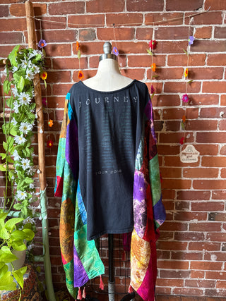 OOAK Autumn Collection- Journey Inspired Upcycled Silk Patchwork Tie Dye Hi Lo Poncho Top