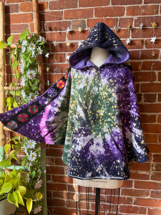 OOAK Winter Collection- Stevie Silver Springs Tie Dye Granny Square Hoodie Poncho
