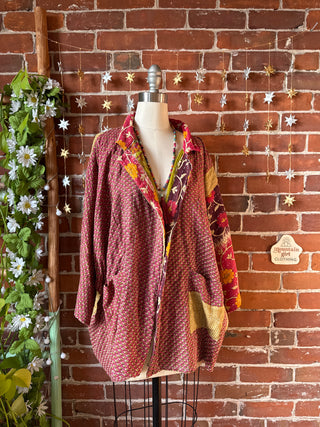 OOAK Winter Collection - Upcycled Pink Floyd Inspired Vintage Kantha Jacket