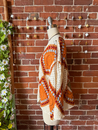 Bohemian Luna Butterfly Crochet Granny Square Sweater