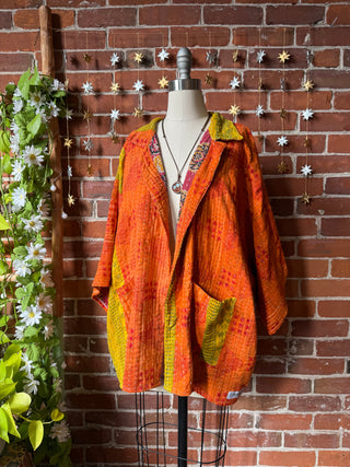 OOAK Autumn Collection - Upcycled AC/DC Inspired Vintage Kantha Jacket