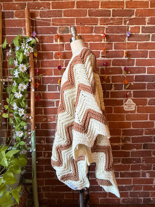 OOAK Autumn Collection- Vintage Upcycled Crochet Poncho Sweater