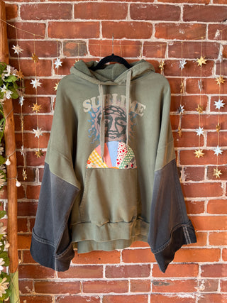 OOAK Autumn Collection- Size Large Upcycled Sublime Patchwork Detail Hoodie