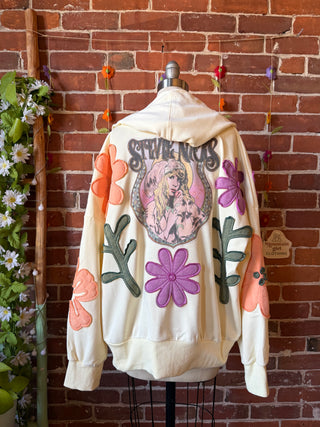 OOAK Autumn Collection - Stevie Nicks Inspired Good Vibes Artisan Bloom Floral Hoodie Sweatshirt