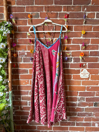 Coffee In The Morning Midi Kantha Summer Dress With Pockets - Fits up to 2X