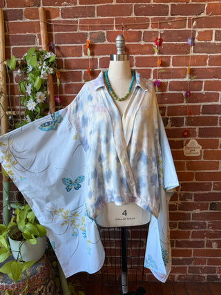 OOAK Autumn Collection-Tie Dye V-Neck Hybrid  Hi Lo Top