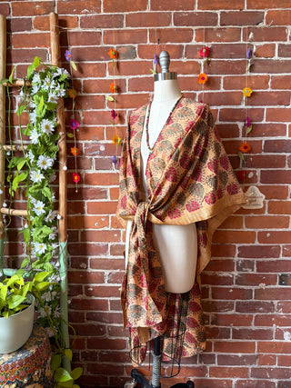 Summer Dreams 100% Silk Poncho Robe- Fair Trade Made