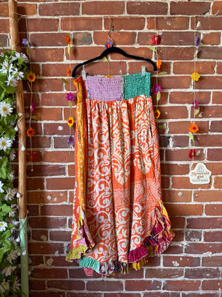 Coffee In The Morning Kantha Ruffle Wide Leg Lounge Pants - Fits up to 2X - Fair Trade Made