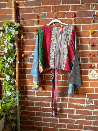 Plus Size Nova Kantha Bell Sleeve Wrap Top- 100% Cotton - Fair Trade Made