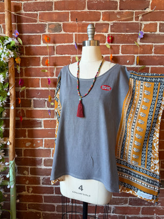 OOAK Autumn Collection- Upcycled AC/DC Inspired Poncho Tee