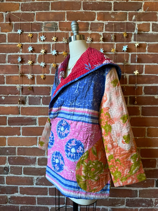 Size Medium Talia Oversized Collar Kantha Wrap Jacket