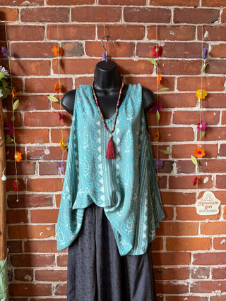 Turquoise Moon Batik Festival Tank Top - Fair Trade Made - Final Sale