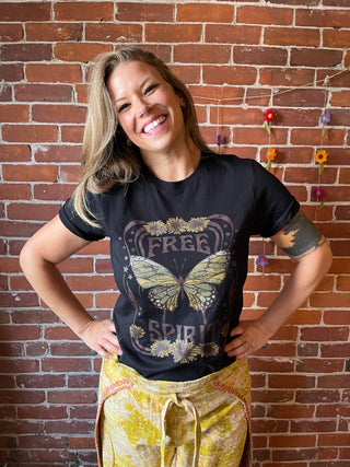 Free Spirit Butterfly TShirt - Black