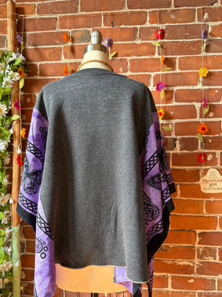 OOAK Summer Collection- Upcycled Big Brother + The Holding Company Butterfly Tie Dye Poncho Sweatshirt