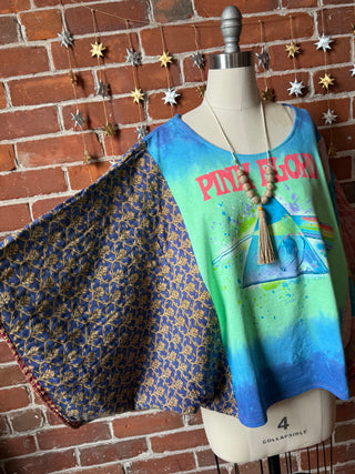 Upcycled Pink Floyd Cropped Kantha Top