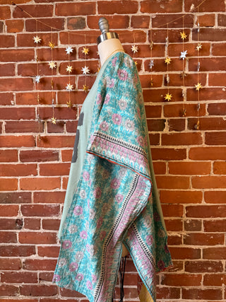 Upcycled Willie Nelson Inspired Hi Lo Kantha Poncho Top