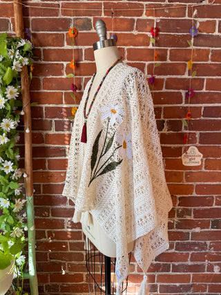 OOAK Autumn Collection - Dolly Inspired Embroidered Daisy Poncho