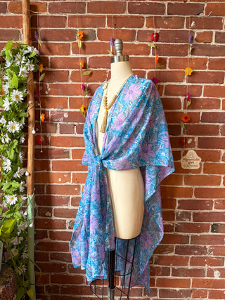 Summer Dreams 100% Silk Poncho Robe- Fair Trade Made