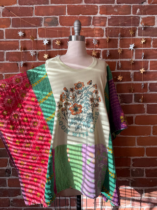 Upcycled Bloom With Grace Kantha Poncho Top