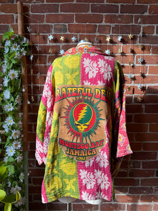 OOAK Autumn Collection - Upcycled Grateful Dead Inspired Boho Vintage Kantha Jacket