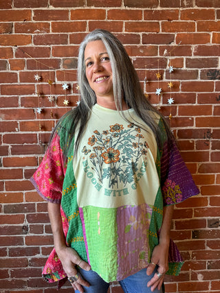 Upcycled Bloom With Grace Kantha Poncho Top